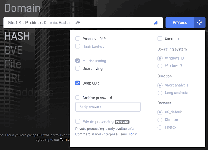 Validation options in metadefender Cloud